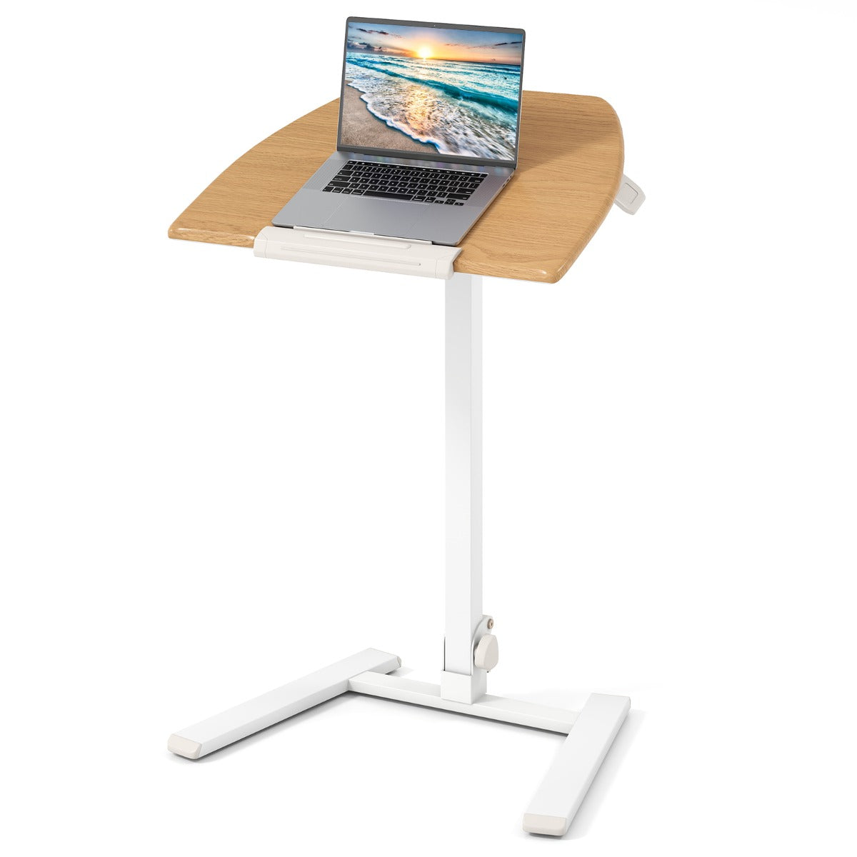Foldable Mobile Standing Desk with 90° Tiltable Tabletop-Natural