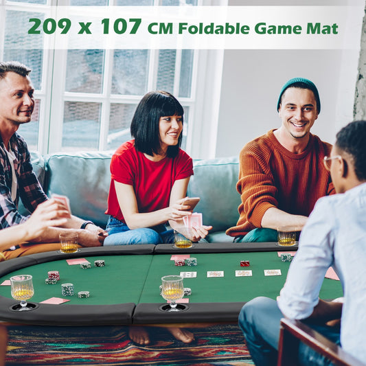10-Player Foldable Padded Poker Table Top with Carrying Bag-Green