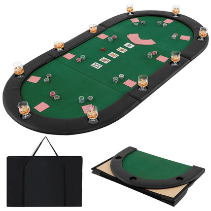 10-Player Foldable Padded Poker Table Top with Carrying Bag-Green