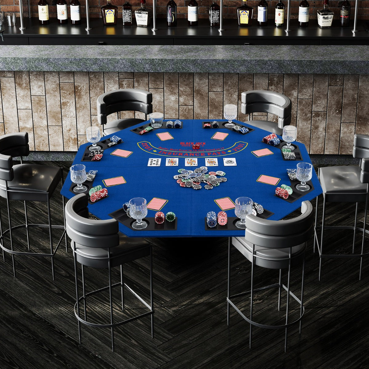 1.2M 8-Player Foldable Poker Table Top with Carrying Bag-Blue