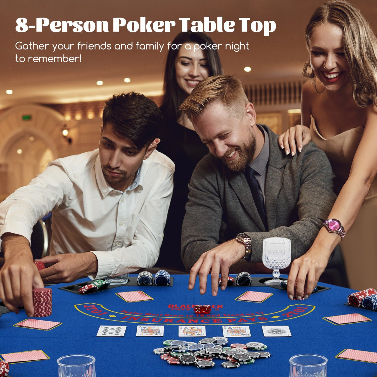 1.2M 8-Player Foldable Poker Table Top with Carrying Bag-Blue