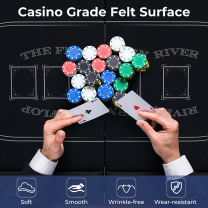 1.8m Foldable Poker Table with Padded Railings & Metal Cup Holders for 8 Players