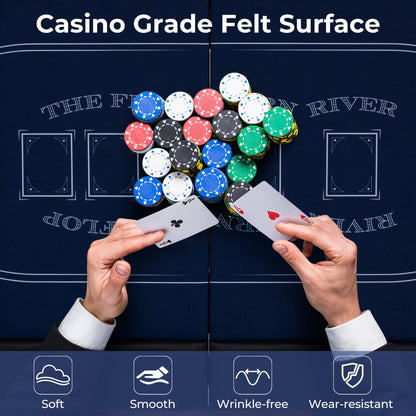 1.8m Foldable Poker Table for 8 Players with Cup Holders and Padded Railings