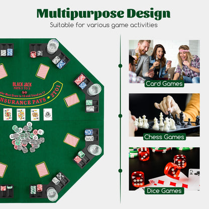 1.2M 8-Player Foldable Poker Table Top with Carrying Bag-Green