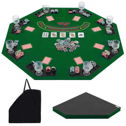 1.2M 8-Player Foldable Poker Table Top with Carrying Bag-Green