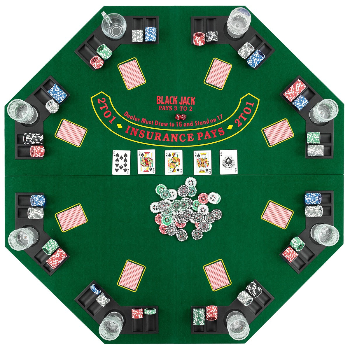 1.2M 8-Player Foldable Poker Table Top with Carrying Bag-Green
