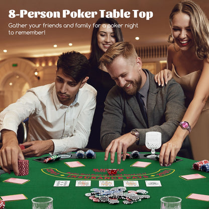 1.2M 8-Player Foldable Poker Table Top with Carrying Bag-Green