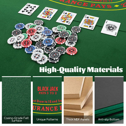 1.2M 8-Player Foldable Poker Table Top with Carrying Bag-Green