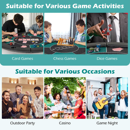 1.2M 6-Player Foldable Poker Table Top with Carrying Bag-Green