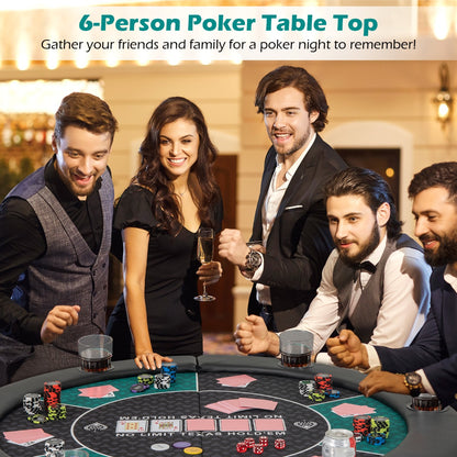 1.2M 6-Player Foldable Poker Table Top with Carrying Bag-Green