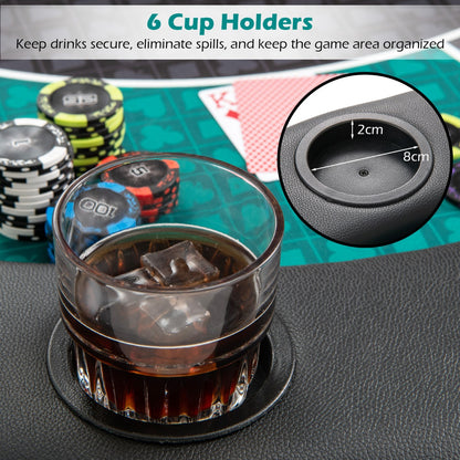 1.2M 6-Player Foldable Poker Table Top with Carrying Bag-Green