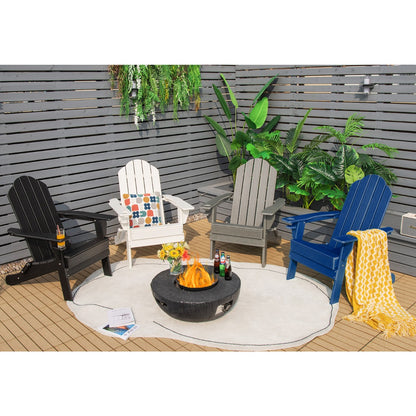 Costway Folding Adirondack Chair with Cup Holder for Outdoor-Navy
