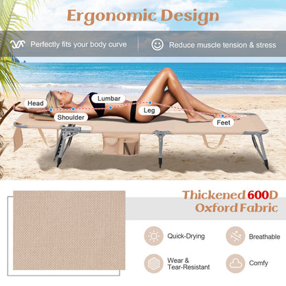 Lightweight 6kg outdoor lounge chair folds compactly for easy transport and space-saving storage