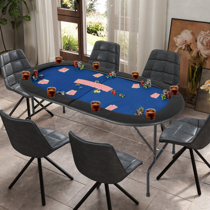 Folding Cardboard Game Table with Cup Holders and Comfy Armrests-Blue