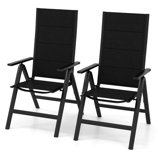 Costway Patio Folding Chair Set with Soft Padded Seat for Porch Pool Backyard Camping-2 pieces