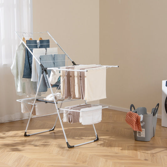 Costway  Folding Clothes Drying Rack with Height-Adjustable Wings