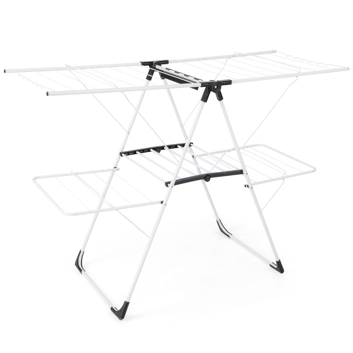 Costway  Folding Clothes Drying Rack with Height-Adjustable Wings