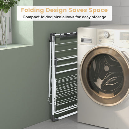 Costway  Folding Clothes Drying Rack with Height-Adjustable Wings
