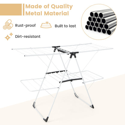 Costway  Folding Clothes Drying Rack with Height-Adjustable Wings