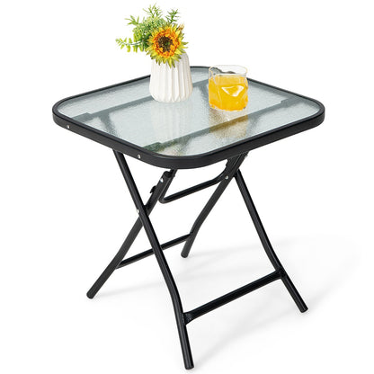 Folding Coffee Table with Tempered Glass Tabletop