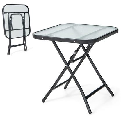 Folding Coffee Table with Tempered Glass Tabletop