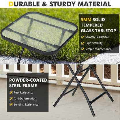 Folding Coffee Table with Tempered Glass Tabletop