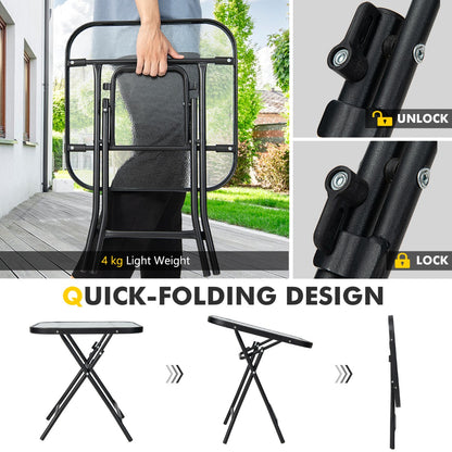 Folding Coffee Table with Tempered Glass Tabletop