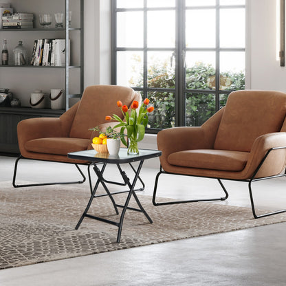 Folding Coffee Table with Tempered Glass Tabletop