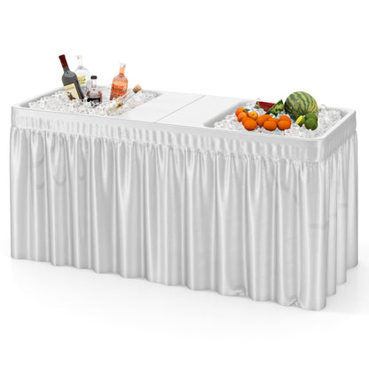 1.5M Outdoor Foldable Ice Cooler Table with Double Sinks & Detachable Skirt