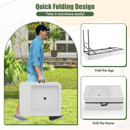1.5M Outdoor Foldable Ice Cooler Table with Double Sinks & Detachable Skirt