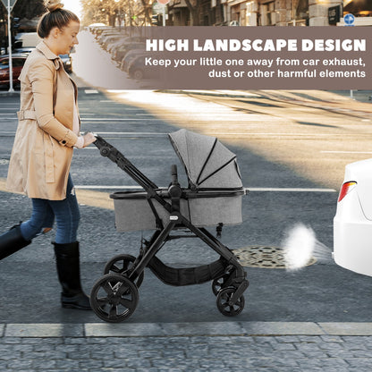 Folding Infant Stoller with Adjustable Canopy and Backrest for Kids