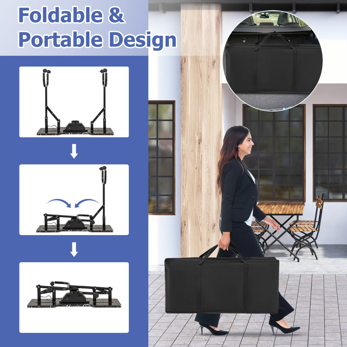 Folding Manicure Table with Dust Collector and Adjustable LED Lamp - Black