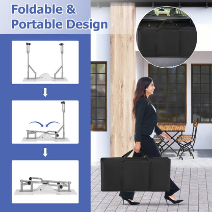 Folding Manicure Table with Dust Collector & Adjustable LED Lamp, White