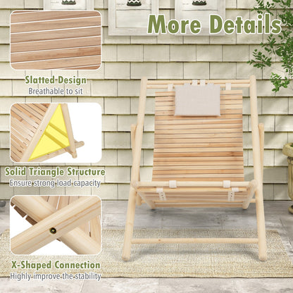 Outdoor Folding Adjustable Sling Chair with Cushioned Headrest-2 Pieces