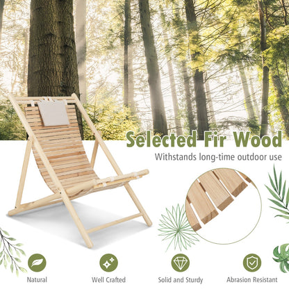 Outdoor Folding Adjustable Sling Chair with Cushioned Headrest-2 Pieces