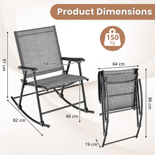 Smooth rocking motion and curved armrests provide relaxing comfort on porches and patios
