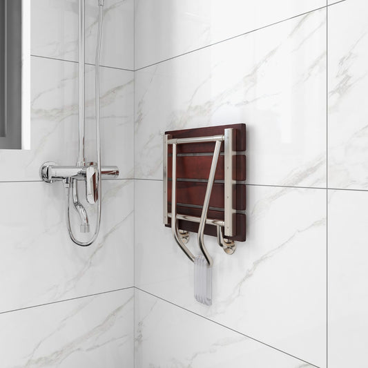 Costway 51.5 x 38 x 8 cm Wall Mount Shower Chair for Inside Shower