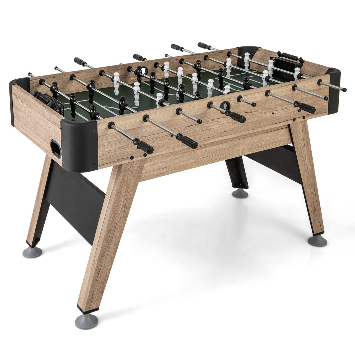 1.2m Natural Foosball Table with Adjustable Legs and Scorers for All Ages
