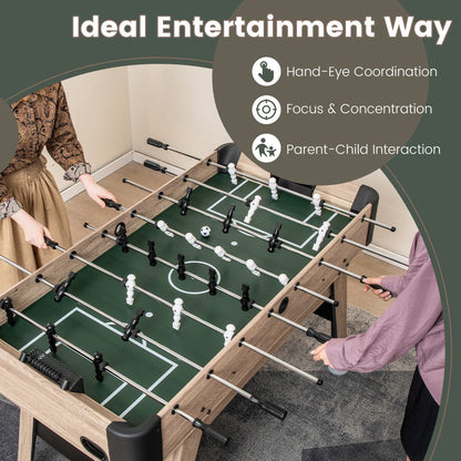 1.2m Natural Foosball Table with Adjustable Legs and Scorers for All Ages
