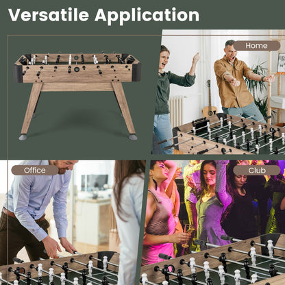 1.2m Natural Foosball Table with Adjustable Legs and Scorers for All Ages