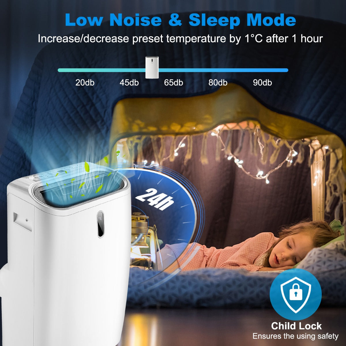 Removable washable filter makes maintenance simple for home, office, bedroom, and other indoor spaces