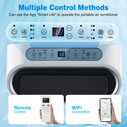 Built-in 24-hour timer allows the portable AC unit to turn off automatically after a selected period
