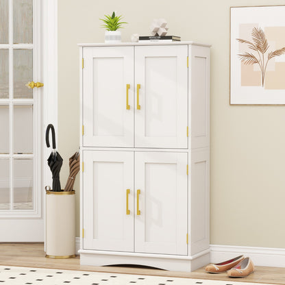 Freestanding Bathroom Floor Storage Cabinet Pantry Cabinet-White