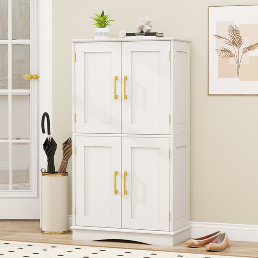 Freestanding Bathroom Floor Storage Cabinet Pantry Cabinet-White