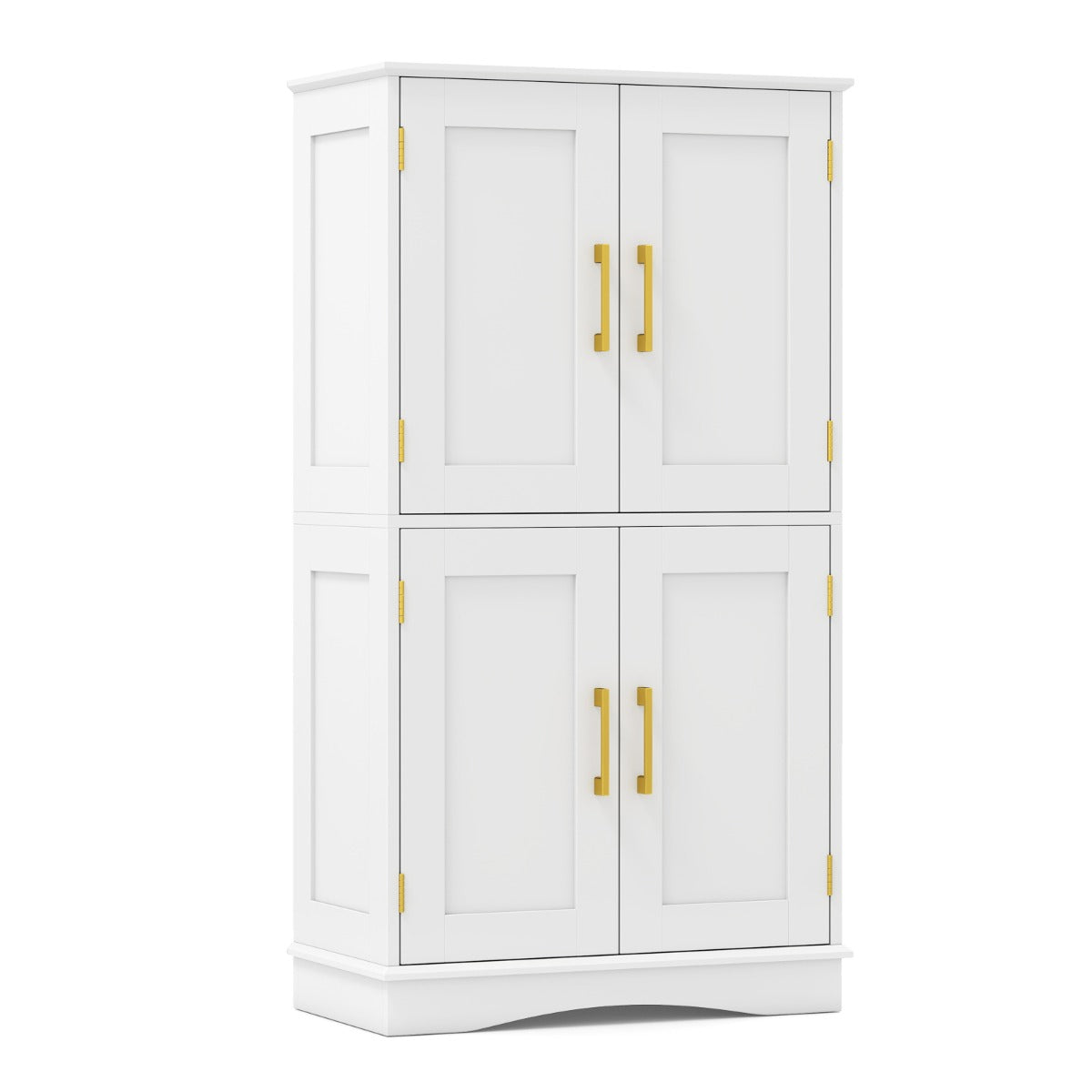 Freestanding Bathroom Floor Storage Cabinet Pantry Cabinet-White