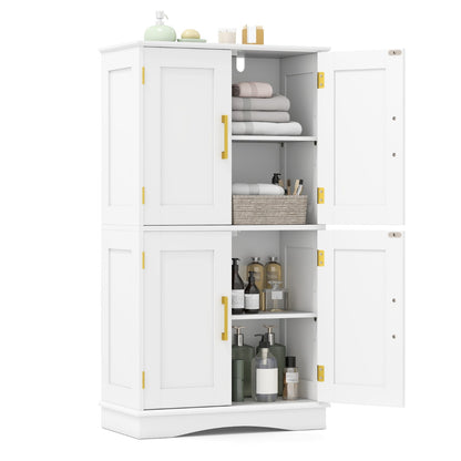 Freestanding Bathroom Floor Storage Cabinet Pantry Cabinet-White