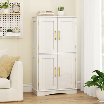 Freestanding Bathroom Floor Storage Cabinet Pantry Cabinet-White