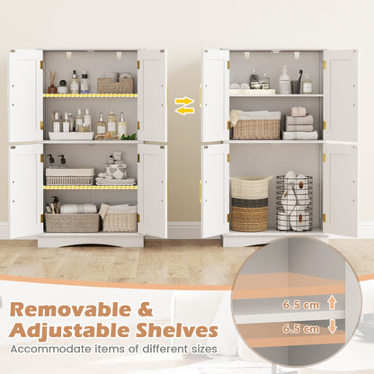 Freestanding Bathroom Floor Storage Cabinet Pantry Cabinet-White