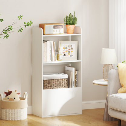 Freestanding Bookcase with Drawer 3-Tier Open Display Shelf-White