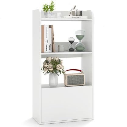 Freestanding Bookcase with Drawer 3-Tier Open Display Shelf-White